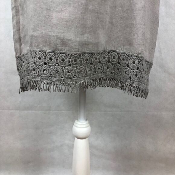 SzXS Alessia Pacini Taupe Lace Linen Dress - Picture 6 of 8